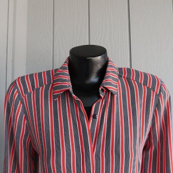 DR2 Striped Long Sleeve Button Down Blouse - Picture 8 of 13